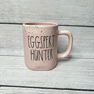 RAE Dunn Ceramic Pastel Pink Speckled EGGSPERT HUNTER Mug